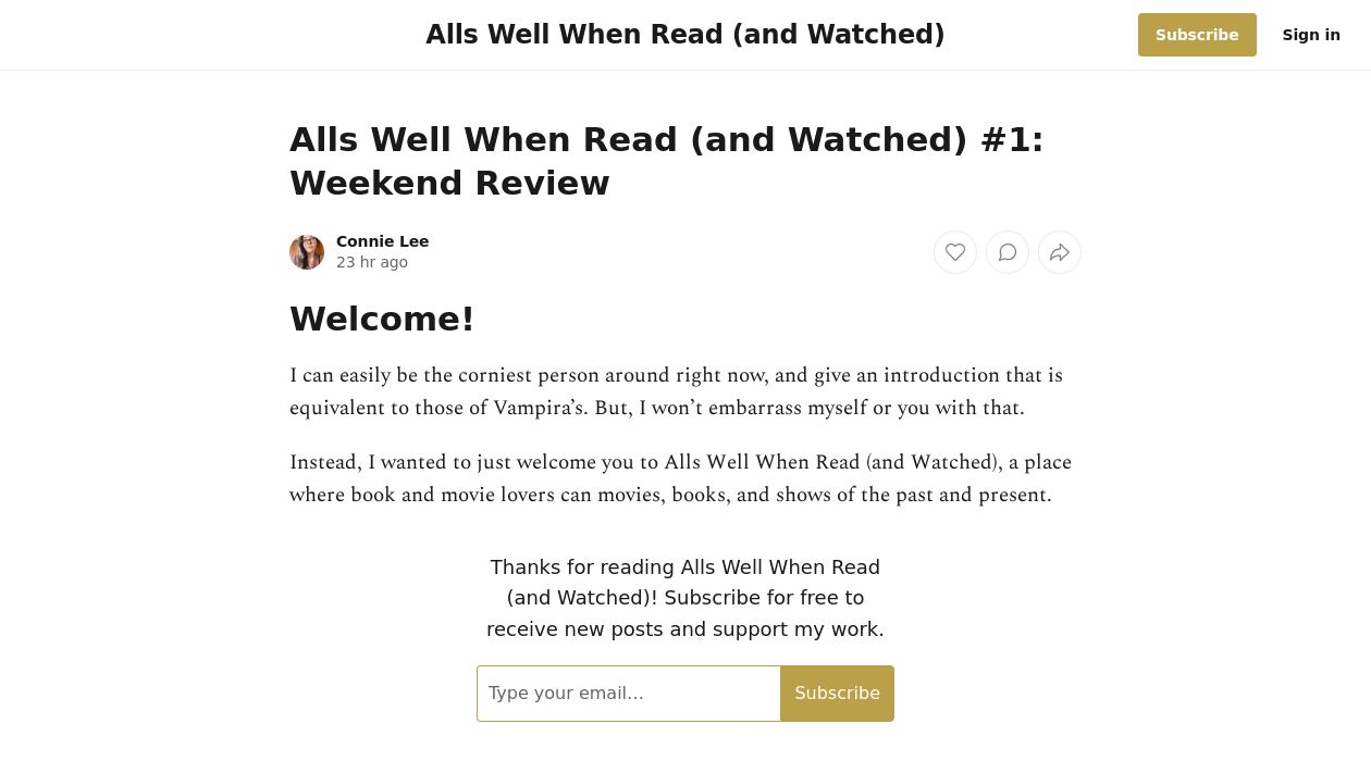 Alls Well When Read (and Watched)image cover