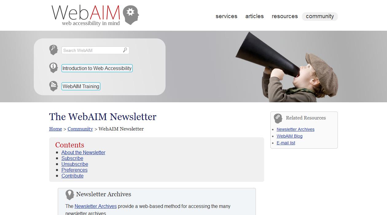 The WebAIM Newsletterimage cover